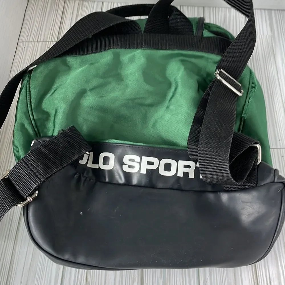 Vtg POLO SPORT Ralph Lauren RARE Kelly Green backpack drawstring y2k sporty 90s